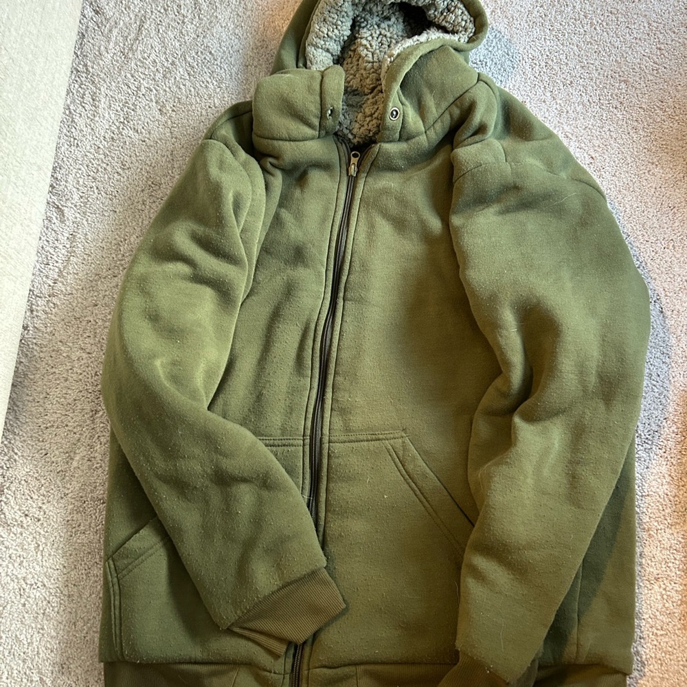 Men's Olive Green Puffer Jacket with Hood